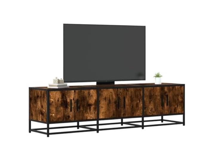 HEFZGDB TV-Schrank Räuchereiche 150x35x41 cm Holzwerkstoff und Metall Lowboard mit Metallgestell Industriestil Stauraum für Multimedia-Geräte