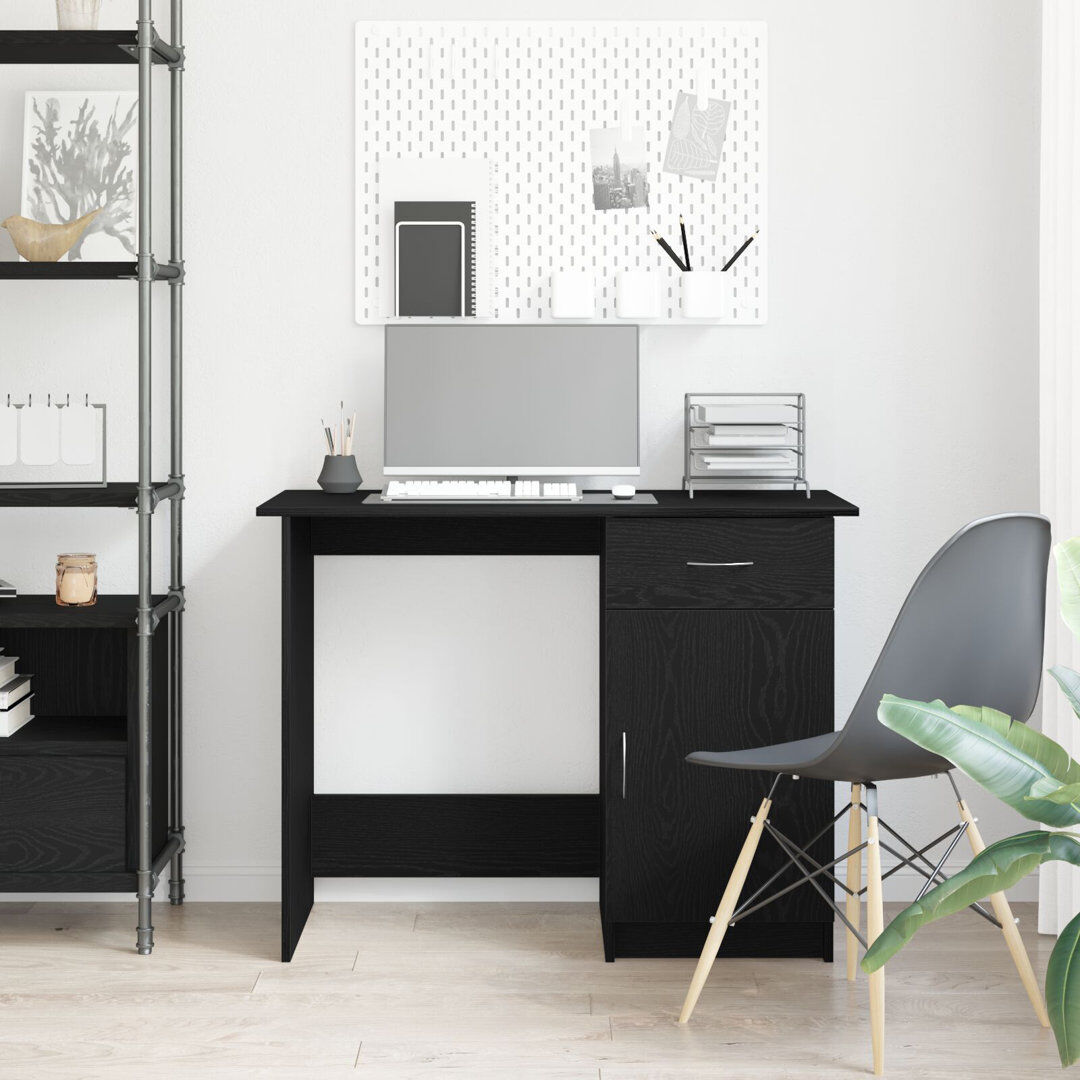 Latitude Run Nelly Desk Engineered Wood Bedroom Office Corner Study Desk Black Oak 76cm H X 100cm W X 50cm D