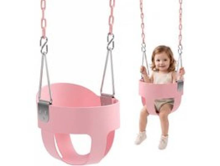 VEVOR Kinderschaukel 136 kg Schaukel Hohe Rückenlehne Vollschalensitz Pink, für Spielplätze im Garten & Indoor, Beschichtete Ketten & Karabiner, Komplett Montierter Sitz für Kinder ab 3 Jahren, CE/CPC