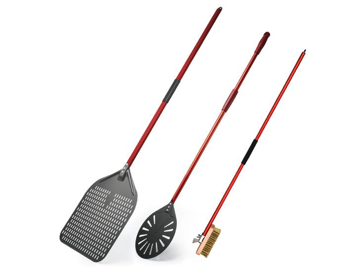 Onilini – ensemble d'outils à Pizza, 3 pièces, pelle à Pizza, poignée rouge anodisée dure, pelle à Pizza, brosse de nettoyage en alliage d'aluminium, accessoires de four