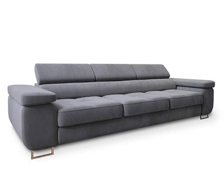 Masseno Sofa MOSINE mit Schlaffunktion, Sofa mit Bettkasten, Wohnzimmersofa, Couch, Soffa, Bettsofa, Couchgarnitur- Grau, Monolith 85