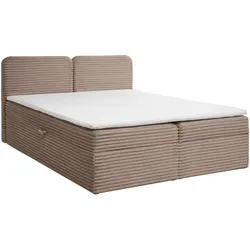 KONTINENTALBETT Lars 180x200 cm mit Topper, Bonnelmatratze, Cord-Stoff, Hellbraun