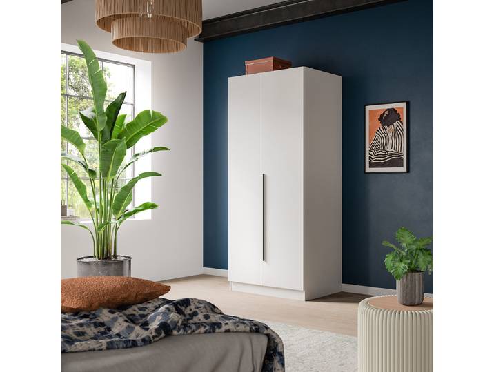 Drehtürenschrank Kopenhagen 80cm Weiß/Weiß