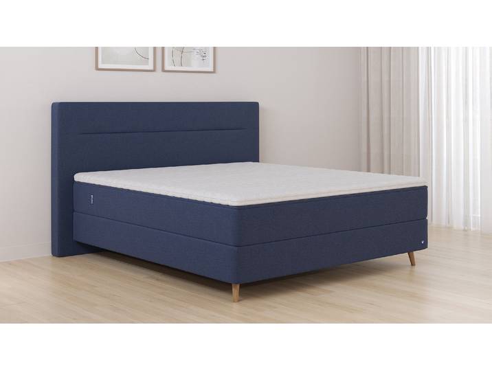 BRUNO Boxspringbett Premium 240x200cm in Blau Matratzen-Härtegrad: Link H3 / Rechts H3 mehrfach ausgezeichnet in Design & Qualität