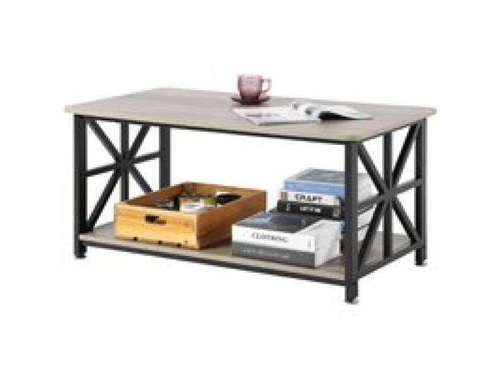 VEVOR Couchtisch Kaffeetisch im Farmhouse-Stil 100 cm, rechteckiger Couchtisch mit offenem Ablagefach, 90,7 kg belastbarer rustikaler Cocktailtisch aus Holz für Wohnzimmer Schlafzimmer Studio