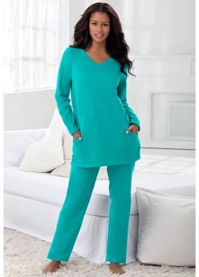 Plus Size Women's 2-Piece Lounge Set by Dreams & Co. in Aquamarine (Size L)