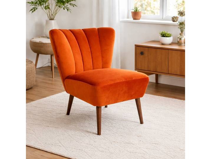 Retro Cocktailsessel RENO Samt RIVIERA orange