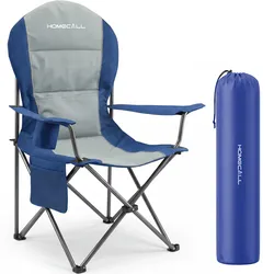 Homecall Campingstuhl Hochlehner 110cm mit Lendenwirbelstütze Klappstuhl Angelstuhl Faltbar, (Bis 150kg, gepolstert, faltbar, stabil, 1 St), für Camp Garten Balkon (marineblau)