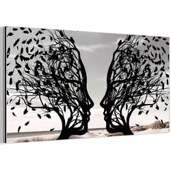 METALLBILD Strand - Meer - Menschen - Baum - Moderne Kunst 80x40 cm