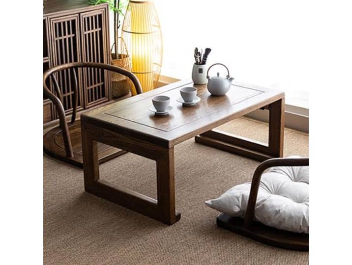 Tragbarer Bodentisch, faltbarer Couchtisch, vielseitiger Niedriger Tisch Massivholz Tatami Teetisch für Meditation, für kleine Räume(110cm/43.3in)