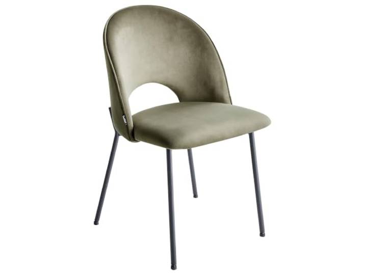 Beliani Esszimmerstuhl 2er-Set Samtstoff grün mit schwarzem Metallgestell Retro Covelo