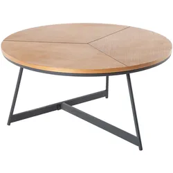 riess-ambiente Couchtisch OAK ELEGANCE - 80cm Eiche Holz-Design schwarzes Metallgestell rund