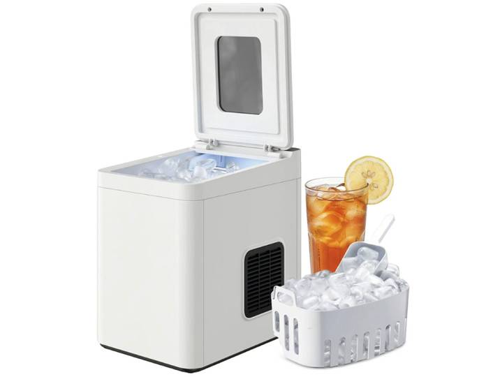 ibettertec Eiswürfelmaschine Eiswürfelmaschine Klein, Eiswürfelbereiter, Ice Maker, , Selbstreinigungsfunktion, 2 Eiswürfelgrößen wählbar