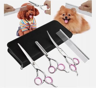 All Categories Goods Professional Pet Dog Grooming Scissors Set, Straight Curved Thinning Shear Kit For Dogs Professional Pet Dog Grooming Scissors Set, Straight Curved Thinning Shear Kit For Dogs