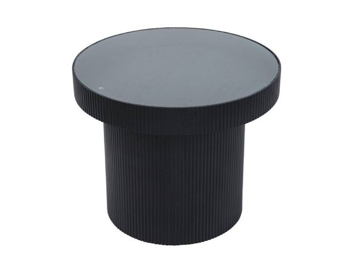 Table d'appoint ronde SVITA MIGUEL avec plateau en verre petite table basse ronde noir