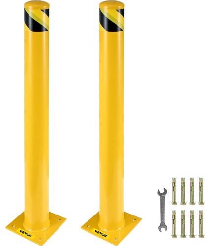 Vevor Site Fence Beveiligingspaal van Roestvrij Staal, 2-delig, Geel en Zwart, Hoogte: 107 cm