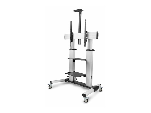 StarTech.com Rolling TV Cart/Stand On Wheels, Up to 100inch/220lb Screens - Wagen - für Flachbildschirm - Kunststoff, Aluminium, Stahl - Schwarz, Silber - Bildschirmgröße: 152.4-254 cm (60"-100") (1110C-MOBILE-TV-CART)