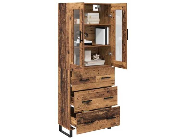 KTHLBRH Sideboard mit Schublade, 2 Stück, mehrschichtiges Holz Doppeltüren mit modernen Griffen, aus Holz und Glas, für Esszimmer