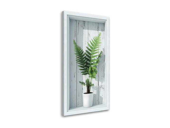 Feeby Leinwandbild Farnblätter in einer 3D-Vertiefung 60x120cm, Weiß, Baum/Pflanze/Natur, Rechteckig, 60x120 cm, Bilder & Rahmen, Bilder, Leinwandbilder