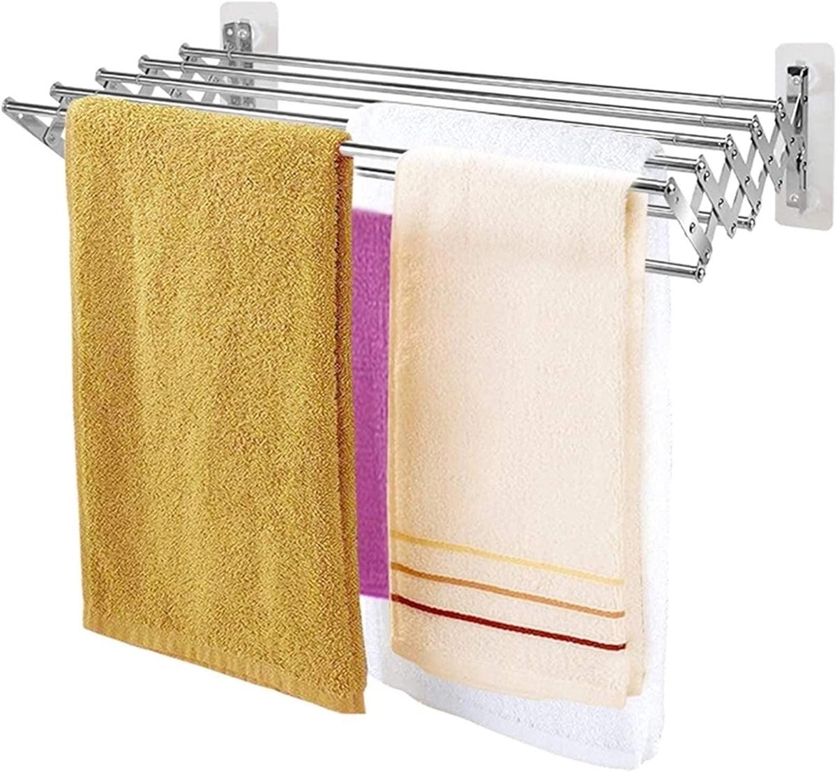 Merkloos Intrekbaar Kledingrek Wandrek Hanger Zilver 60 cm