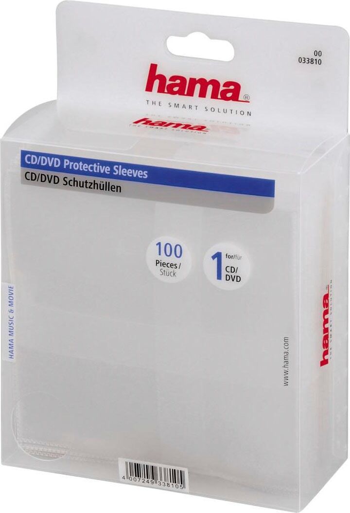 Hama CD-Hülle "CD-/DVD-Schutzhüllen 100, Transparent, CD DVD Hülle", transparent, CD, Hüllen, CD-Hülle