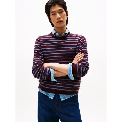 Rundhalspullover TOMMY HILFIGER "ESSENTIAL COTTON", Herren, Gr. XXL, blau (deep burgundy, petrol blau), Strick, Obermaterial: 100% Baumwolle, regular fit, Rundhals, Rippbündchen, Pullover Rundhalspullover, Crewneck Regular Fit Premium Mode