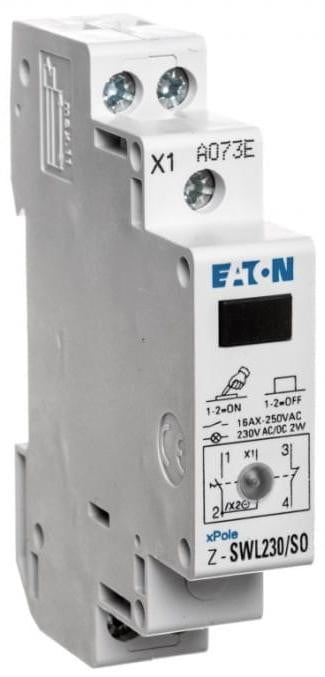 Eaton Modulaire 2-standen schakelaar, 2 NO + 1 NC, 16A, met controlelamp, 230V AC/DC, model Z-SWL230/SO