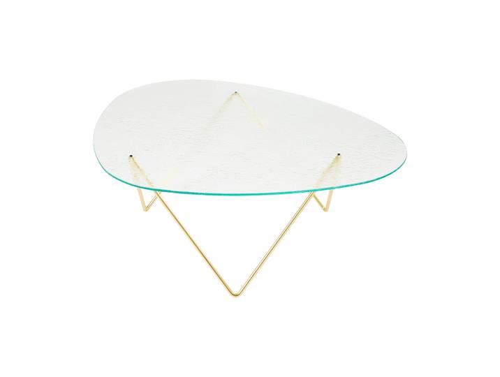 GUBI Pedrera Couchtisch Semimatt Messing-Strukturglas transparent