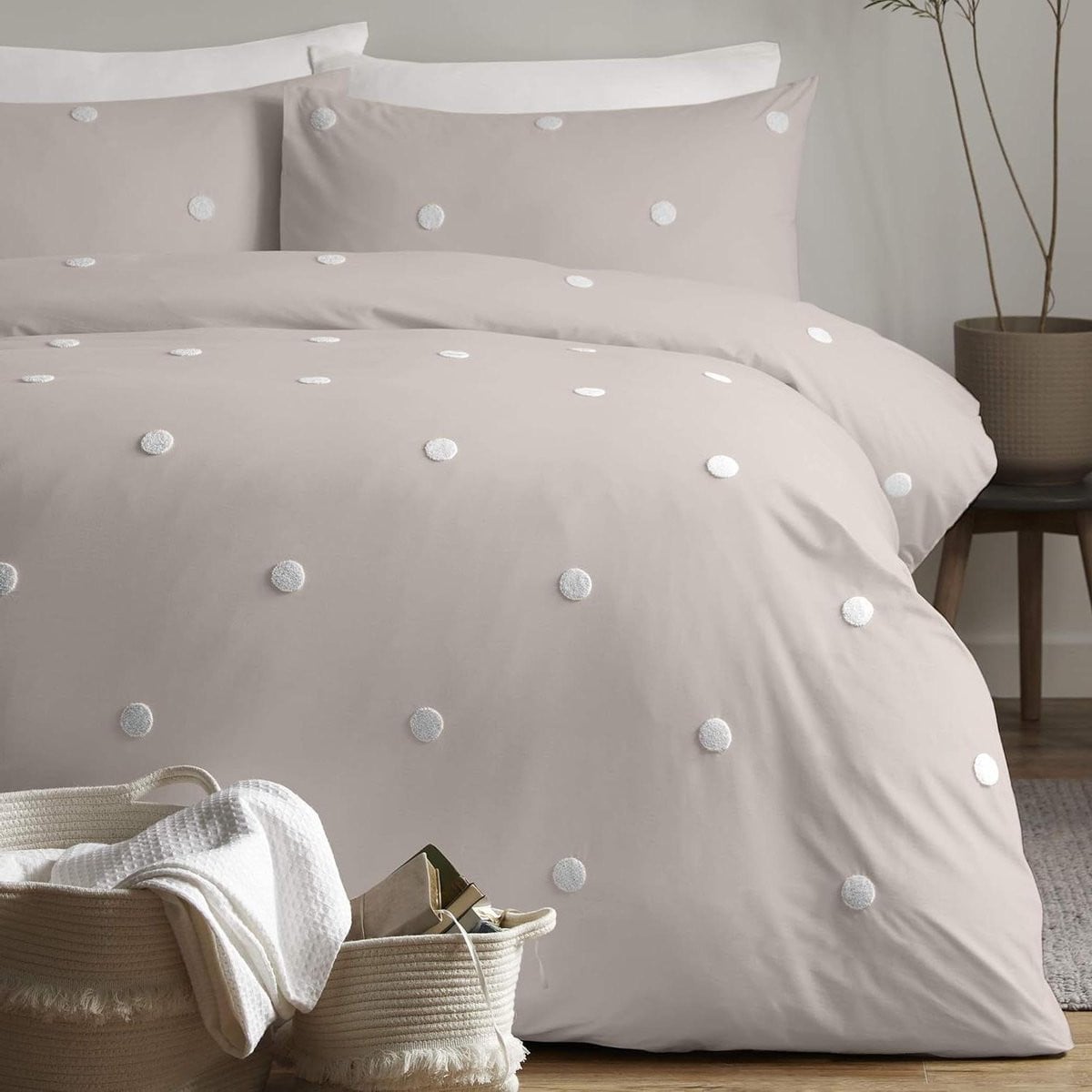 Luxe Katoenen Dekbedovertrek Set in Wit - Super King - Beddengoed Set voor Slaapkamer Decoratie