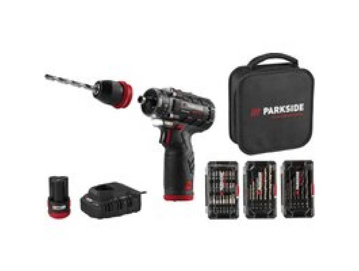 PARKSIDE PERFORMANCE® Kit de démarrage perceuse-visseuse sans fil 12 V « PBSPA 12 E4 », avec batteries et chargeur.