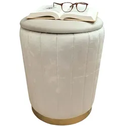 Relaxdays Hocker aus Samt mit Stauraum Beige,Gold