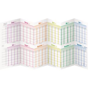 Häfft Urlaubsplaner 11412-0, Rainbow, Jahr 2027, faltbar, 89 x 29 cm, für 12 Mitarbeiter