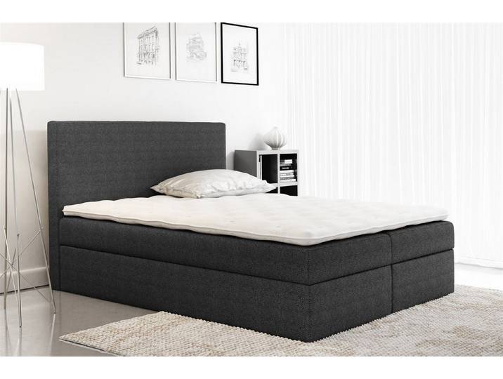 Fun Möbel Boxbett Schlafzimmerbett KELIS in Stoff (inkl. Bettkasten, inkl. Kaltschaumtopper)