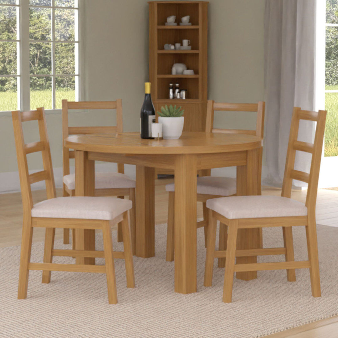 Mistana 4 -Person Drop Leaf Oak Solid Wood Dining Set White 4