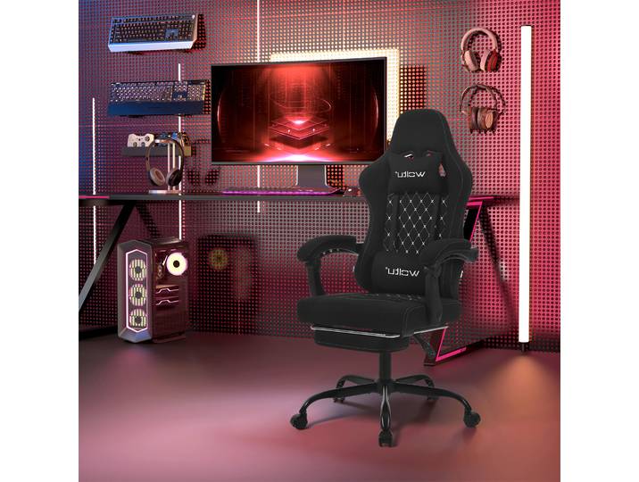 WOLTU chaise d'ordinateur pivotante chaise de jeu ergonomique pour PC avec fonction de Massage poche coussin à ressort repose-pieds pour bureau maison