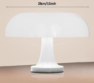 Inspired Finds Classic Mushroom Table Lamp Modern Bauhaus Bedside Light & Danish Designer Decorative Lamp white 28cm 11.02in usb Plug