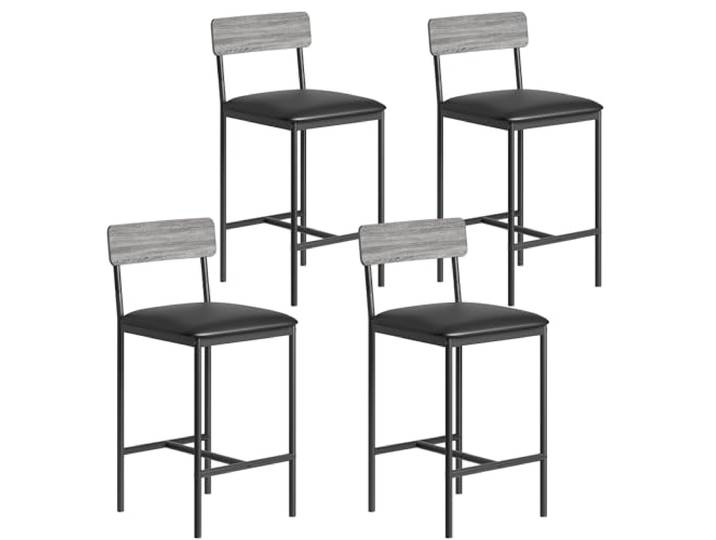 4 Barstühle mit hohen Beinen, grau, bequeme gepolsterte Esszimmerstühle Bequeme gepolsterte Esszimmerstühle – ideal für die Küche oder das Esszimmer auf einer kleinen Etage