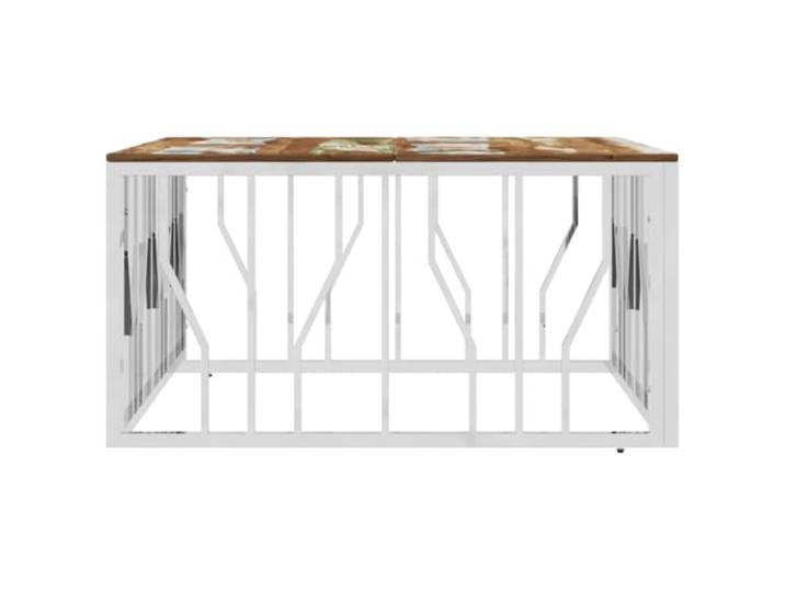 KTHLBRH Couchtisch Silber Edelstahl Holz Recupero 80 x 80 x 40 cm Robuste Platte 15 mm, modernes Design, einfache Wartung, Montage erforderlich