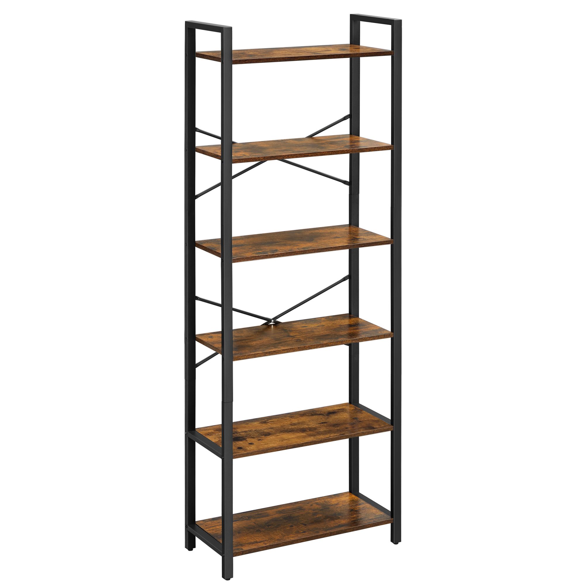 VASAGLE Bücherregal 6 Ebenen, Standregal mit Stahlrahmen, freistehendes Regal LLSB35062B01