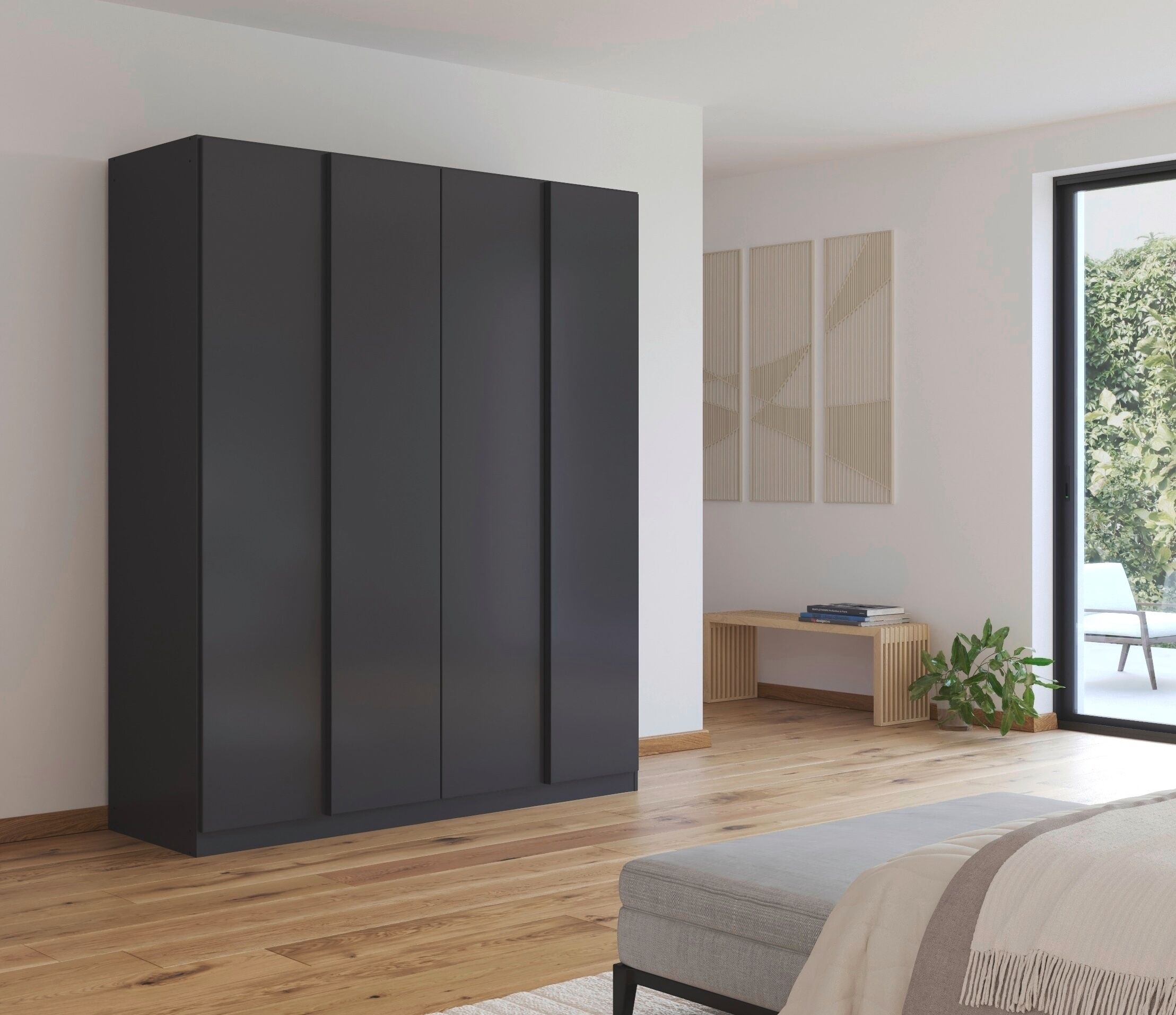 Drehtürenschrank RAUCH "Monostar", grau (graumetallic), B:181cm H:210cm T:54cm, Holzwerkstoff, Schränke, Drehtürenschrank, mit umfangreicher Innenausstattung graumetallic B/H/T: 181cm x 210cm x 54cm