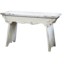 Chic Antique Alte französche Bank, H48,5/L80/B30 cm antik creme
