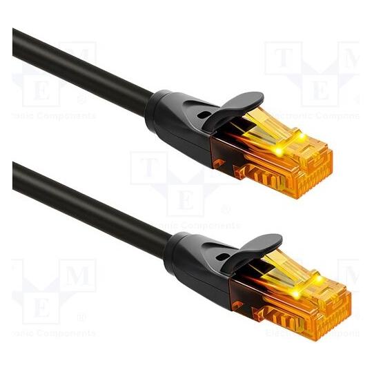 Qoltec Kabel Patchcord UTP | CAT6 | 2 x RJ-45 | High speed 1Gb/s | złocone styki | 10m | czarny (U/UTP, CAT6, 10 m) (Qoltec)