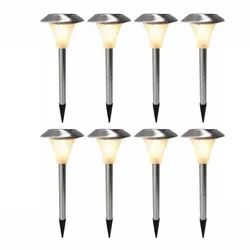 8x Steckerleuchte Außenlampe Gartenleuchte wetterfest Sensor Silber Edelstahl