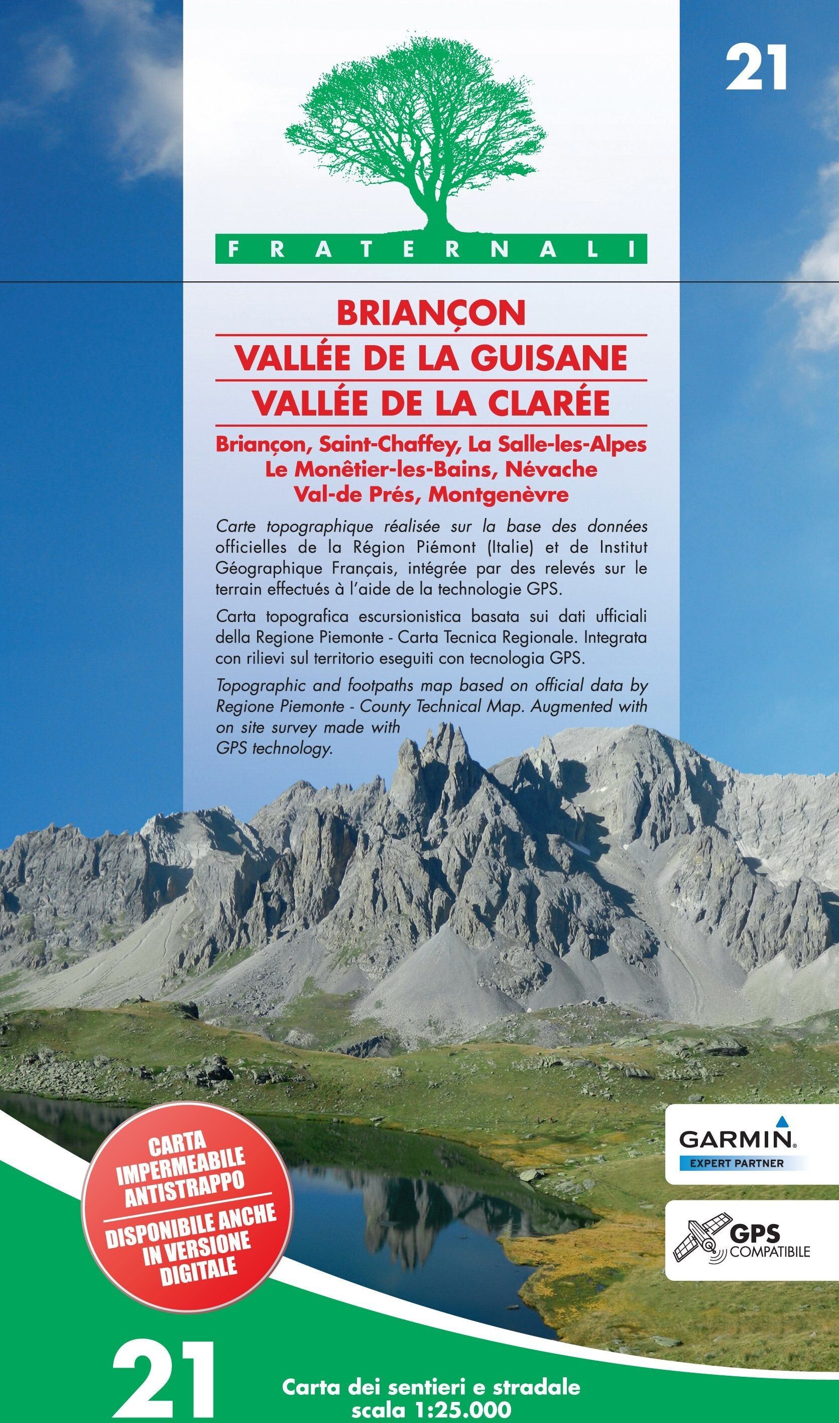 Carte de randonnée n° 21 - Briançon, Vallée de la Guisane, Vallée de la Clarée   Fraternali - 1/25 000