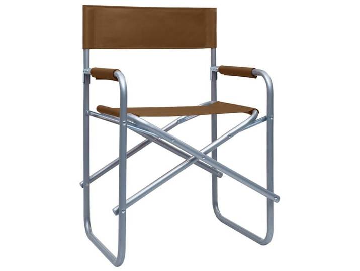 Chaises de metteur en scène pliantes - vidaxl - Lot de 2 - Acier - Marron - 48x57x79 cm - Accoudoirs - Pliable