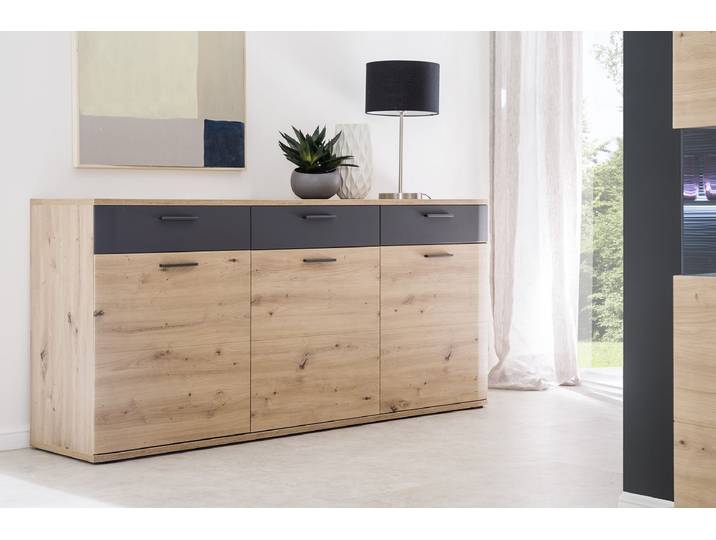 Sideboard Cortona , Balkeneiche / anthrazit