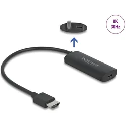 Delock Adapter HDMI-A Stecker zu USB Type-C™ Buchse (DP Alt Mode) 8K (HDMI), Video Adapter, Schwarz