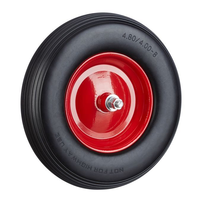 Relaxdays 4x Kruiwagenwiel met as zwart-rood