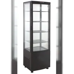 GastroHero Kühlvitrine ECO – 235 Liter, schwarz, mit LED-Beleuchtung, 4 höhenverstellbaren Rosten, energiesparend, ideal für Gastronomie & Verkauf