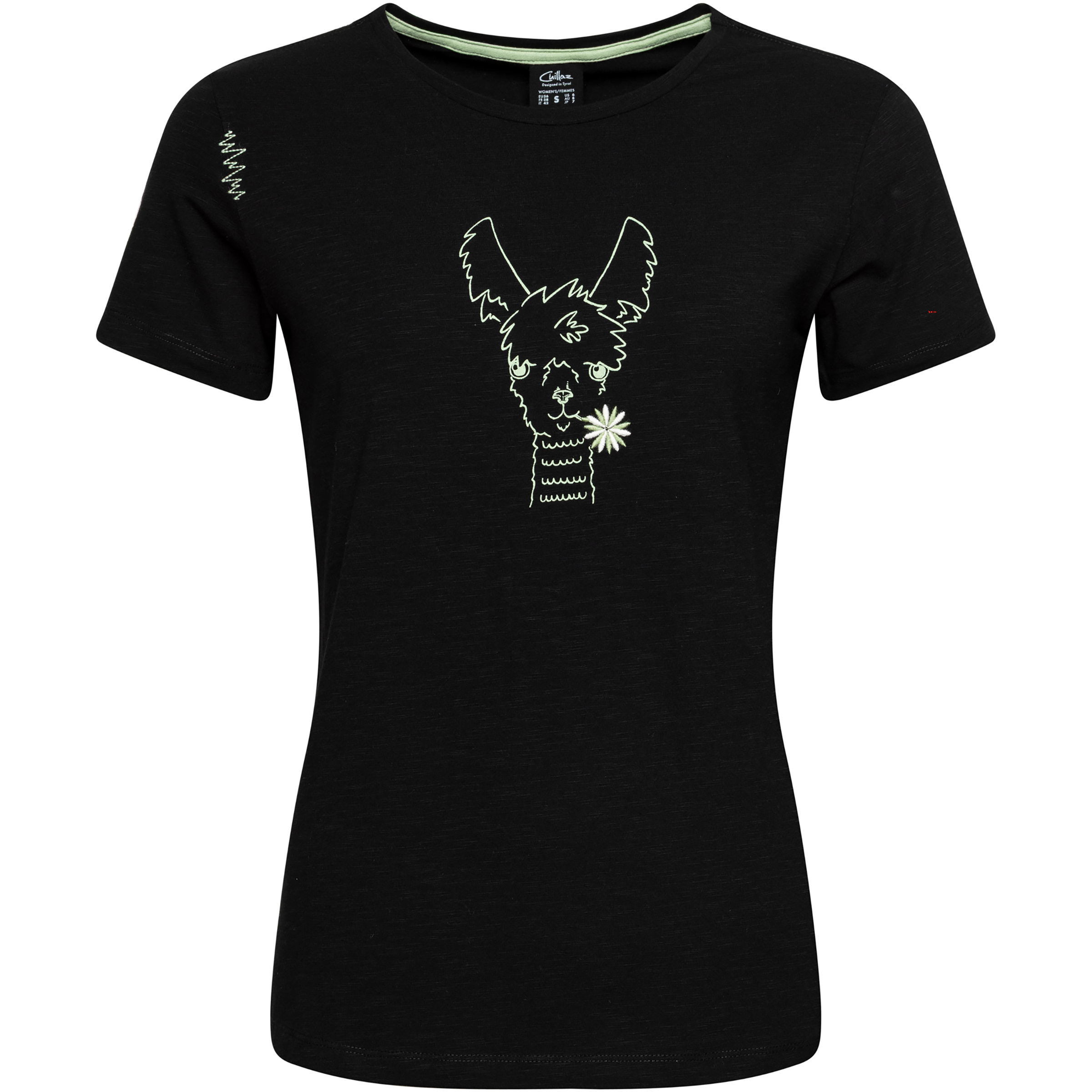 Chillaz Valencia Happy Alpaca Damen T-Shirts schwarz Größe L Alpinklettern | Sportklettern | Bouldern Hautfreundlich